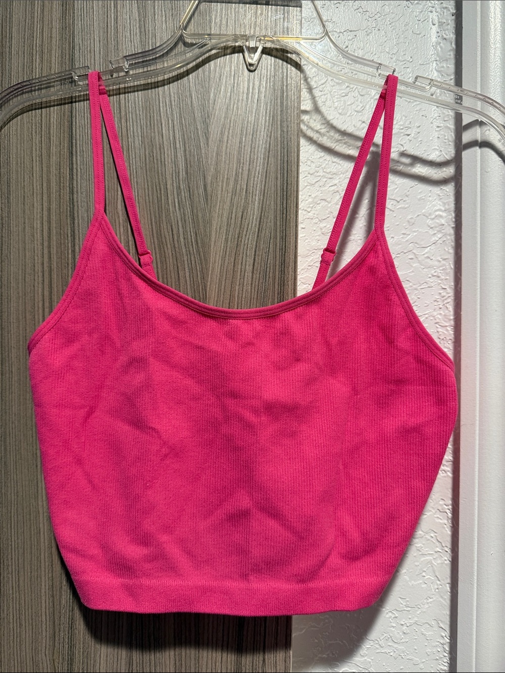 Bozzolo Hot Pink Ribbed Cropped Cami
